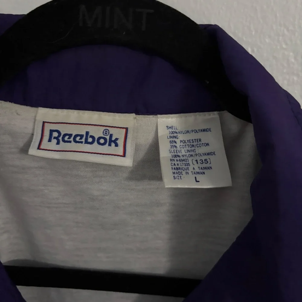 Vtg 90s Reebok Windbreaker Jacket Navy Purple Gold Colorblock Men Large‎ L